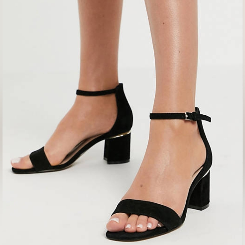 ALDO Valentina mid heel sandal in black suede